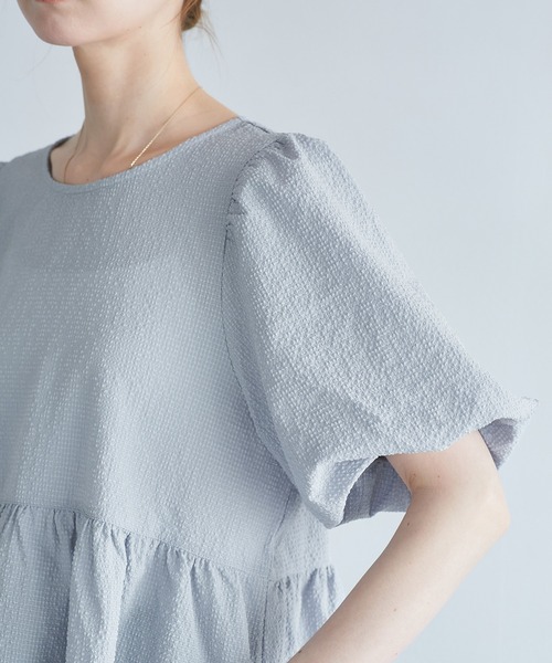 ROPE' PICNIC(ロペピクニック)の「バルーンペプラムブラウス(シャツ/ブラウス・レディース・ブラック/ダークブラウン/サックスブルー/キナリ・38/40)」の12枚目の写真