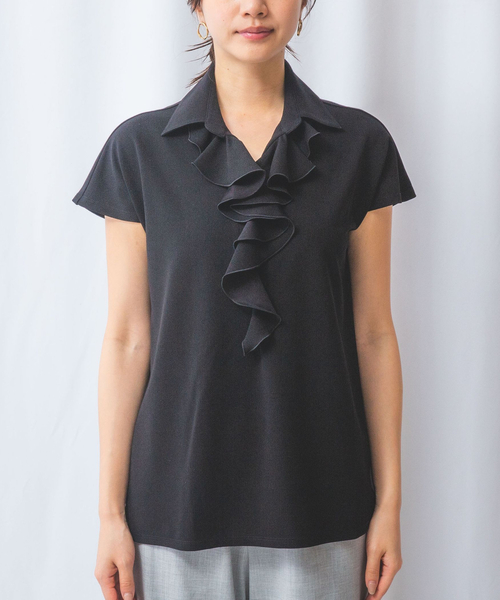NARACAMICIE(ナラカミーチェ)の「【NARACAMICIE】NEROフリルチュニックカットソー(Tシャツ/カットソー・レディース・グリーン/ブラック・XL/M)」の3枚目の写真
