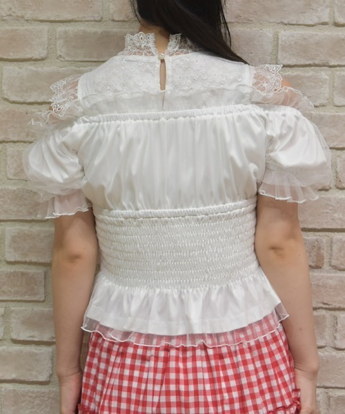 axes femme POETIQUE（アクシーズファムポエティック）の「チュールキャミトップス（シャツ/ブラウス・レディース・ホワイト/グリーン/ピンク・MEDIUM）」の6枚目の写真