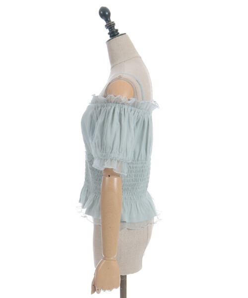 axes femme POETIQUE（アクシーズファムポエティック）の「チュールキャミトップス（シャツ/ブラウス・レディース・ホワイト/グリーン/ピンク・MEDIUM）」の9枚目の写真