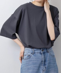 レディース ストライプジャガード 半袖 Tシャツ
