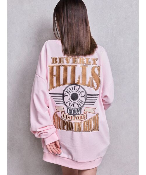 GYDA（ジェイダ）の「BEVERLY HILLSドルマンスウェットトップス（スウェット・レディース・ネイビー/レッド/キャメル/オフホワイト/グレー/ピンク・FREE）」の5枚目の写真