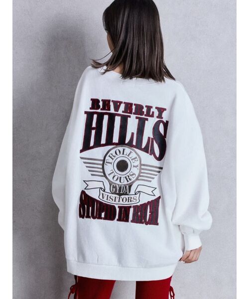 GYDA（ジェイダ）の「BEVERLY HILLSドルマンスウェットトップス（スウェット・レディース・ネイビー/レッド/キャメル/オフホワイト/グレー/ピンク・FREE）」の7枚目の写真