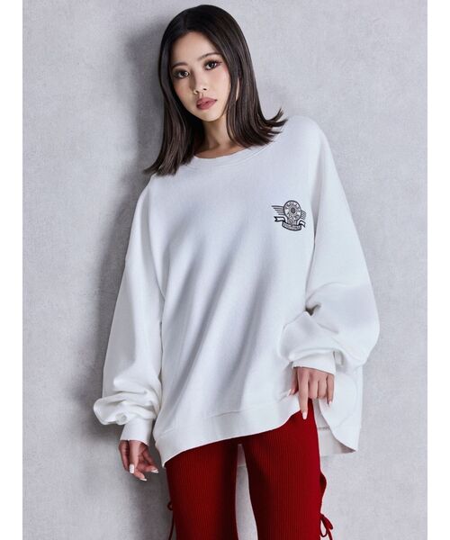 GYDA（ジェイダ）の「BEVERLY HILLSドルマンスウェットトップス（スウェット・レディース・ネイビー/レッド/キャメル/オフホワイト/グレー/ピンク・FREE）」の8枚目の写真