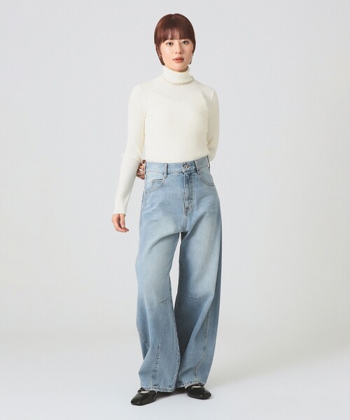 Ray BEAMS（レイビームス）の「14ゲージ リブ タートル ネック ニット [手洗い可]（ニット/セーター・レディース・レッド/ダークブラウン/ブルー/イエロー/ブラック/オフホワイト・ONE SIZE）」の7枚目の写真