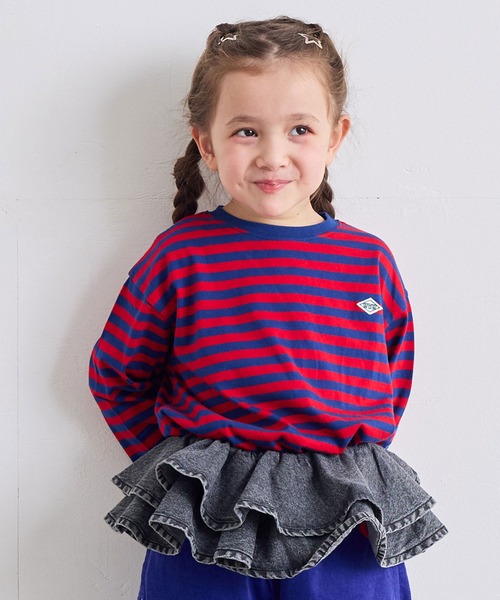 MARKEY'S（マーキーズ）の「【LSP WOW!】マイニチワッペンボーダーロンTee（Tシャツ/カットソー・キッズ・グリーン系その他/ネイビー/モスグリーン/レッド系その他/ベージュ系その他/パープル系その他/ブラック系その他/グレー系その他/ピンク系その他/ブラウン系その他・140/130/120/110/100/90/80）」の10枚目の写真