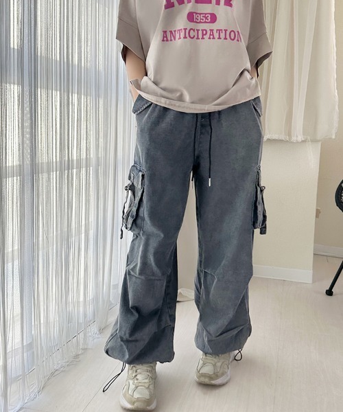 ReRe(リリ)の「デニムカーゴパンツ(デニムパンツ・レディース・ライトブルー/ダークグレー/グレー/サックスブルー/ブルー・MEDIUM)」の5枚目の写真