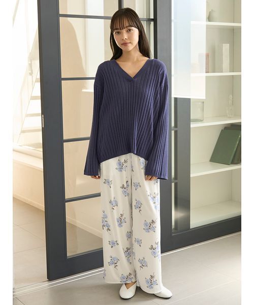 セール】エアリーモコリブVネックプルオーバー（ルームウェア/パジャマ
