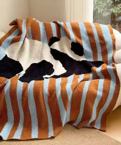 Sowel. / ソエル 】 ポップ ストライプ 配色 ブランケット ( パンダ