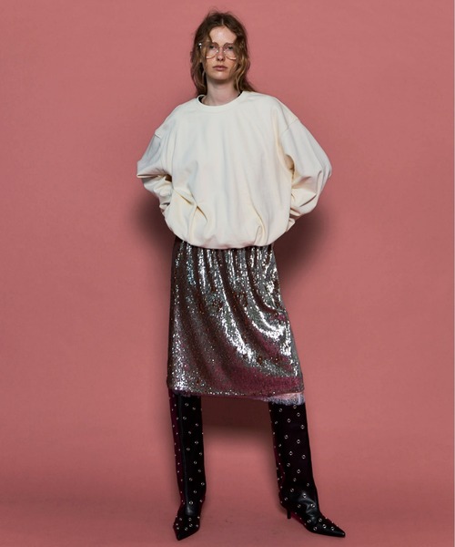 MAISON SPECIAL(メゾンスペシャル)の「Lace Combination Sequin Skirt/レースコンビスパンコールスカート(スカート・レディース・ブラウン/グリーン・36/38)」の3枚目の写真