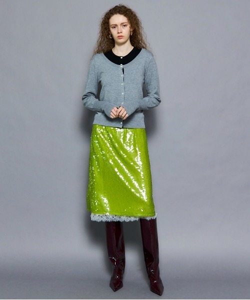 MAISON SPECIAL(メゾンスペシャル)の「Lace Combination Sequin Skirt/レースコンビスパンコールスカート(スカート・レディース・ブラウン/グリーン・36/38)」の8枚目の写真