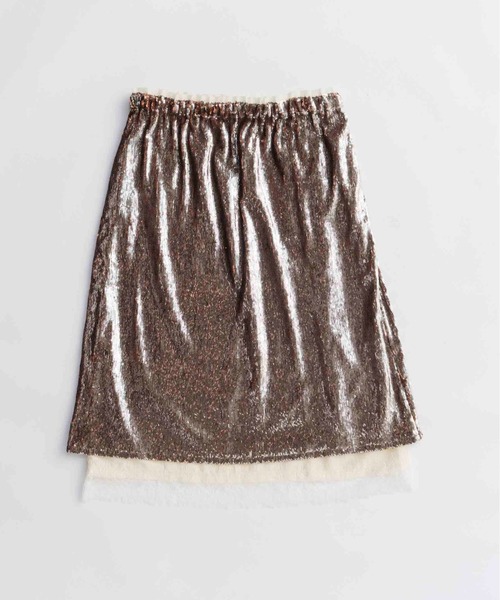 MAISON SPECIAL(メゾンスペシャル)の「Lace Combination Sequin Skirt/レースコンビスパンコールスカート(スカート・レディース・ブラウン/グリーン・36/38)」の13枚目の写真