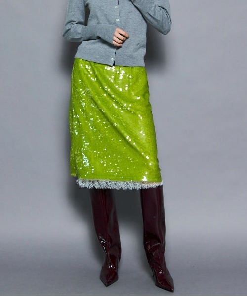 MAISON SPECIAL(メゾンスペシャル)の「Lace Combination Sequin Skirt/レースコンビスパンコールスカート(スカート・レディース・ブラウン/グリーン・36/38)」の22枚目の写真
