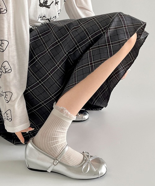 SANSeLF(サンセルフ)の「【SANSeLF】 スクエアトゥメリージェーンパンプス フラットバレエシューズ sas25a018(その他シューズ・レディース・アイボリー/シルバー・39/38/37/36)」の4枚目の写真