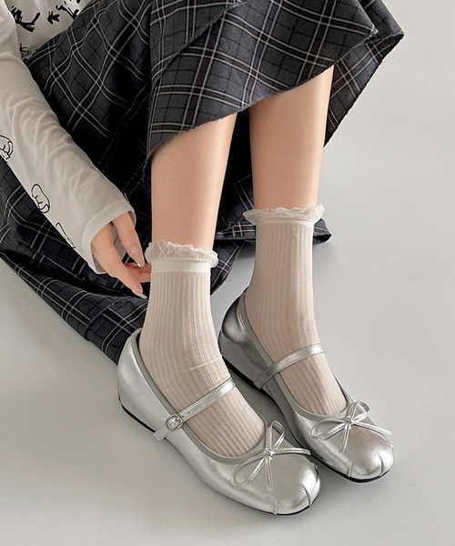 SANSeLF(サンセルフ)の「【SANSeLF】 スクエアトゥメリージェーンパンプス フラットバレエシューズ sas25a018(その他シューズ・レディース・アイボリー/シルバー・39/38/37/36)」の6枚目の写真