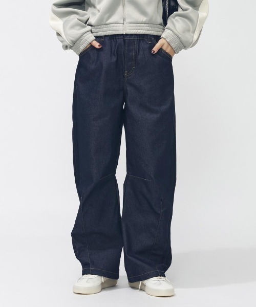 adidas(アディダス)の「アディダス adidas W STADIUM C デニムパンツ(デニムパンツ・レディース・ライトグレー/ネイビー/ブラック・S/M/L)」の5枚目の写真