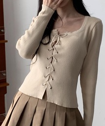 ARCADE（アーケード）の「秋服 レースアップ リブニット トップス -ARCADE Limited Line-（ニット/セーター）」