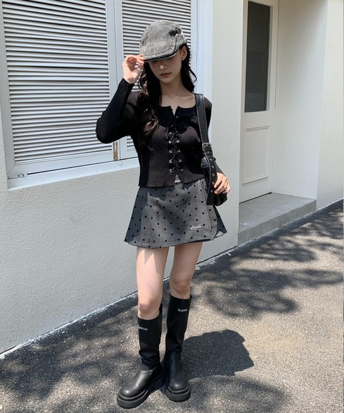 ARCADE（アーケード）の「春服 レースアップ リブニット トップス -ARCADE Limited Line-（ニット/セーター・レディース・ブラック/サンドベージュ/グレー・FREE）」の13枚目の写真