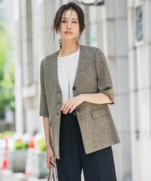 LAUTREAMONT ロートレアモン ノーカラーショートブルゾン ジャケット LAUTREAMONT ロートレアモン ノーカラーショートブルゾン ジャケット
