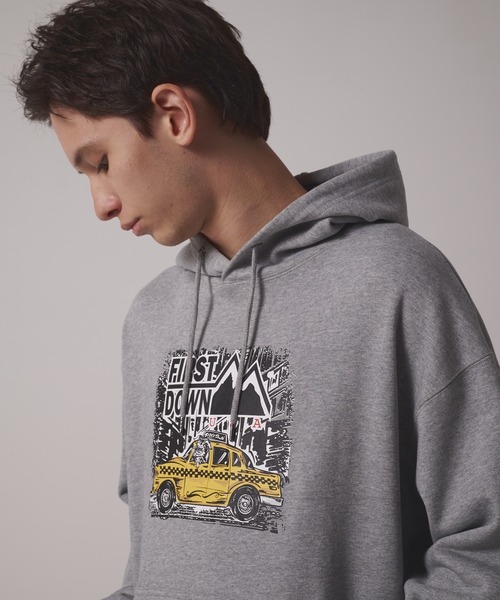 FIRST DOWN（ファーストダウン）の「プリント スウェット パーカ（パーカー・メンズ・グレー/チャコール/ダークオレンジ・M/L/XL）」の2枚目の写真