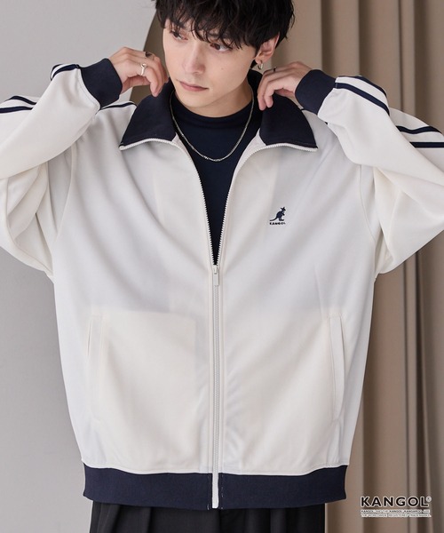 にーなな CLASSIC2ｍｍジャージジャケットカスタムオーダー料込 KANGOL/カンゴール 別注 ロゴ ワンポイント刺繍 サイドラインルーズ