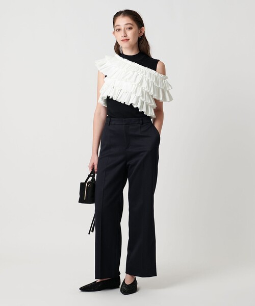 UNITED ARROWS（ユナイテッドアローズ）の「ギャザー マルチ ニット -ウォッシャブル-（ニット/セーター・レディース・オフホワイト/ブラック・FREE）」の6枚目の写真