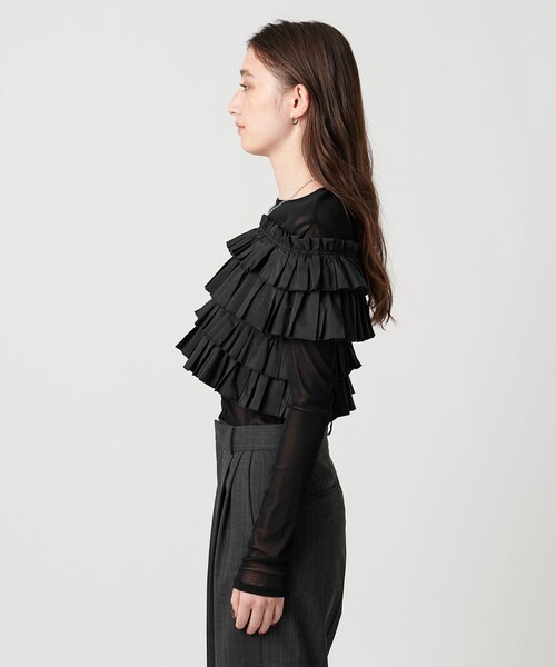 UNITED ARROWS（ユナイテッドアローズ）の「ギャザー マルチ ニット -ウォッシャブル-（ニット/セーター・レディース・オフホワイト/ブラック・FREE）」の10枚目の写真