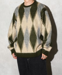 C.E.L.STORE（セルストア）の「TOWNCRAFT / タウンクラフト SHAGGY VINTAGE PATTERN CREW SWEATER レオパード アーガイル デイジー シャギー クルーセーター モヘアタッチ（ニット/セーター）」