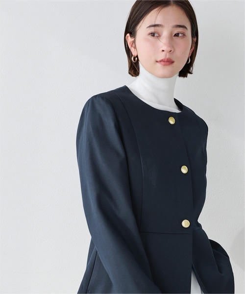 UR'S(ユアーズ)の「美シルエットゴールド釦ペプラムジャケット(ノーカラージャケット・レディース・ダークネイビー/グレイッシュベージュ/ブラック・L/M/S)」の12枚目の写真