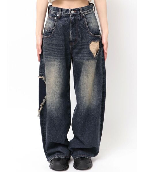 EMODA(エモダ)の「ハートルーズジーンズ(デニムパンツ・レディース・インディゴブルー/ブラック/ライトブルー・SMALL/MEDIUM)」の1枚目の写真