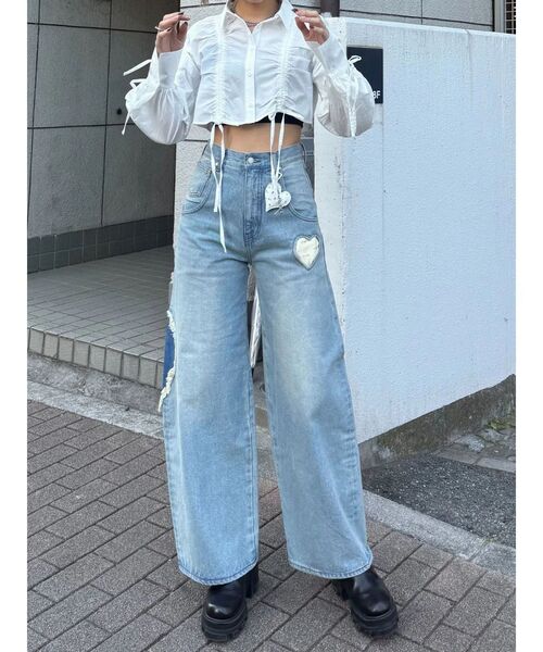 EMODA(エモダ)の「ハートルーズジーンズ(デニムパンツ・レディース・インディゴブルー/ブラック/ライトブルー・SMALL/MEDIUM)」の7枚目の写真
