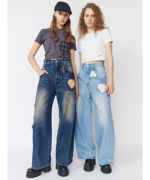 EMODA(エモダ)の「ハートルーズジーンズ(デニムパンツ・レディース・インディゴブルー/ブラック/ライトブルー・SMALL/MEDIUM)」の9枚目の写真