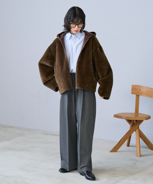 セール】ファーボア フードジャケット/ボア パーカ（その他アウター