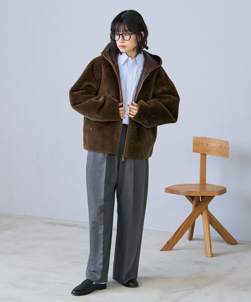 FREAK'S STORE(フリークスストア)の「ファーボア フードジャケット/ボア パーカ(その他アウター・レディース・ライトグレー/オフホワイト/ブラウン・フリ-)」の5枚目の写真