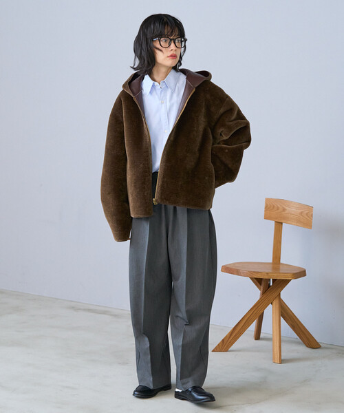 FREAK'S STORE(フリークスストア)の「ファーボア フードジャケット/ボア パーカ(その他アウター・レディース・ライトグレー/オフホワイト/ブラウン・フリ-)」の6枚目の写真