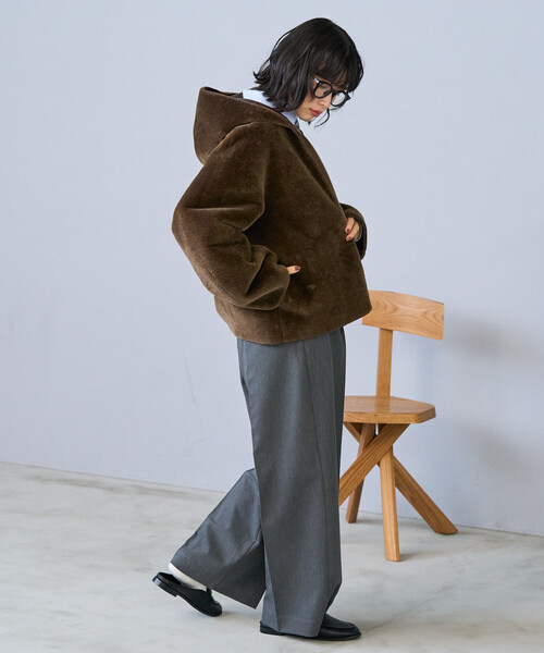 FREAK'S STORE(フリークスストア)の「ファーボア フードジャケット/ボア パーカ(その他アウター・レディース・ライトグレー/オフホワイト/ブラウン・フリ-)」の7枚目の写真