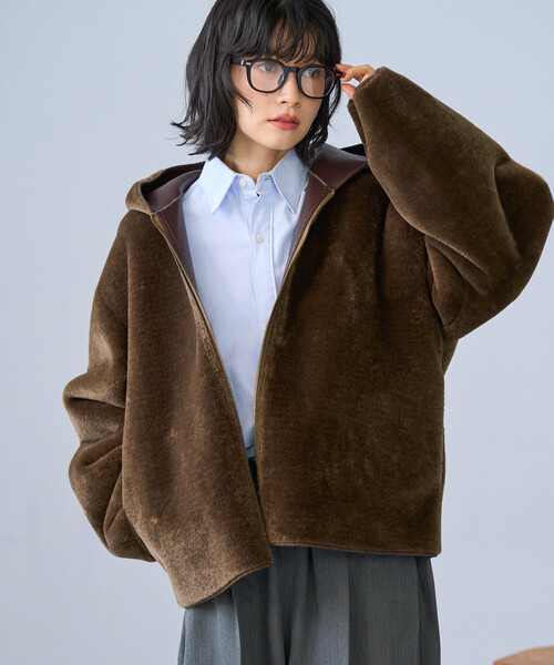 FREAK'S STORE(フリークスストア)の「ファーボア フードジャケット/ボア パーカ(その他アウター・レディース・ライトグレー/オフホワイト/ブラウン・フリ-)」の11枚目の写真