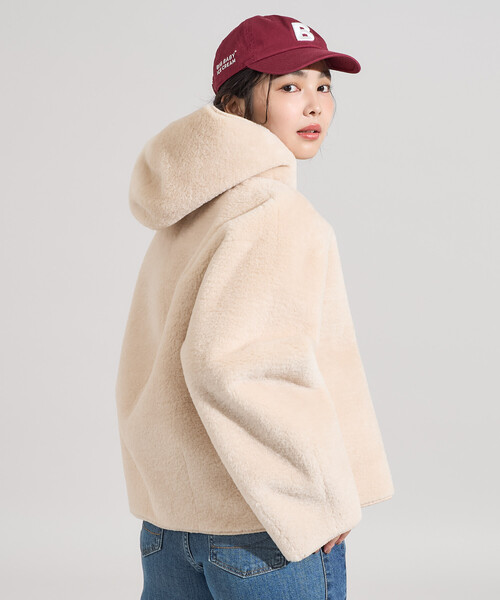 セール】ファーボア フードジャケット/ボア パーカ（その他アウター