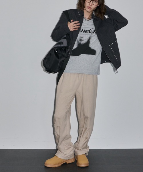 SHAGGIE（シャギー）の「【セットアップ】アジャストボタン付きタックラインスウェットパンツ（スウェットパンツ・レディース・ベージュ/グレー/ブラック・FREE）」の19枚目の写真