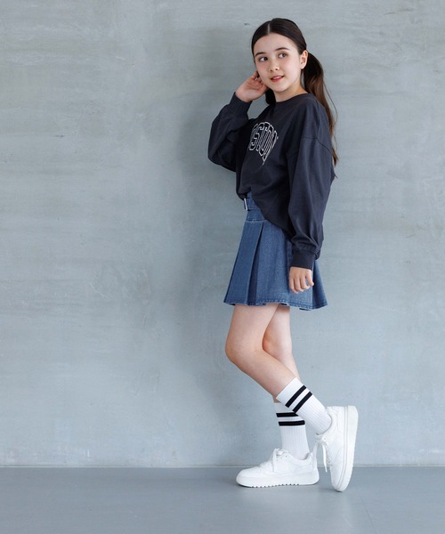 coca（coca）（コカ）の「キッズ デニムベルトプリーツスカート（デニムスカート・キッズ・ブルー・140/150/120/130）」の4枚目の写真