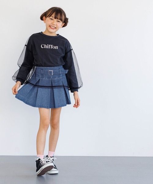 coca（coca）（コカ）の「キッズ デニムベルトプリーツスカート（デニムスカート・キッズ・ブルー・140/150/120/130）」の5枚目の写真