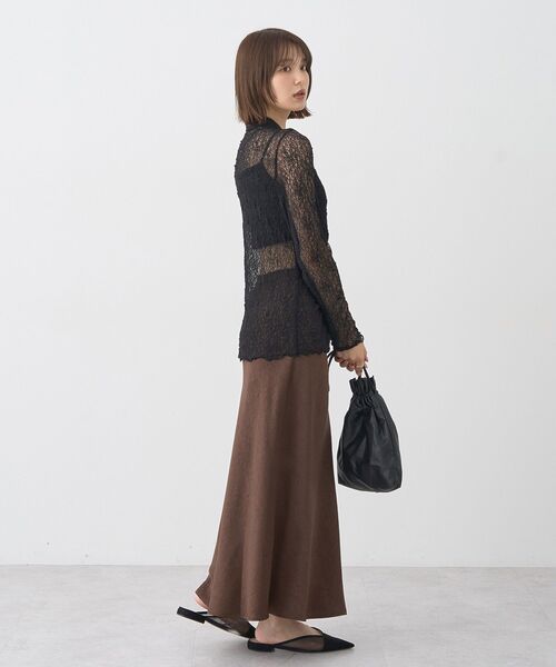 earth music&ecology（アースミュージックアンドエコロジー）の「ストレッチレースシャツ（シャツ/ブラウス・レディース・アイボリー/ブラウン/ブラック・FREE）」の8枚目の写真