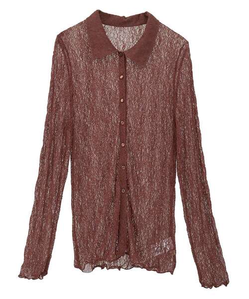 earth music&ecology（アースミュージックアンドエコロジー）の「ストレッチレースシャツ（シャツ/ブラウス・レディース・アイボリー/ブラウン/ブラック・FREE）」の21枚目の写真