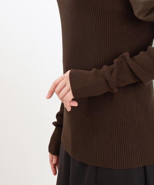 ASTORIA ODIER（アストリアオディール）の「レイヤード異素材パワショルニット（ニット/セーター・レディース・ブラウン/グレイッシュブルー/ブラック・MEDIUM）」の20枚目の写真