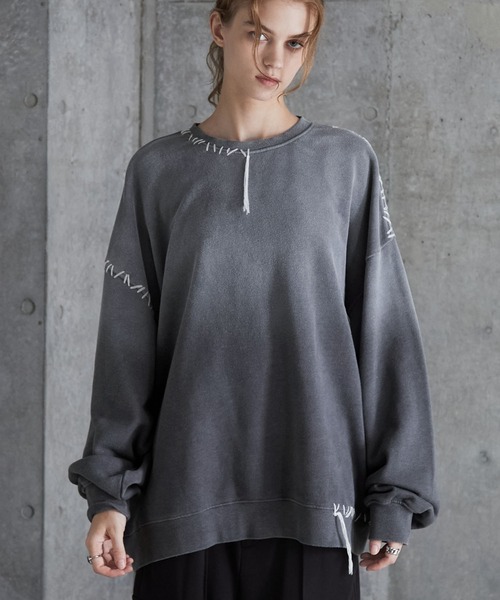 SERACE】Heavy weight vintage design gradation stitch sweat