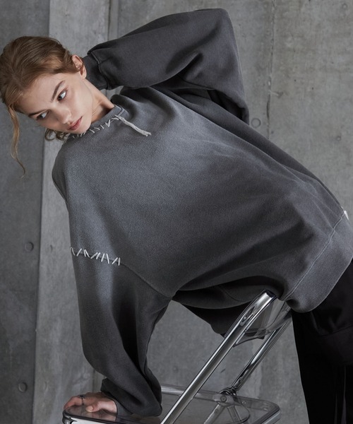 SERACE（セラス）の「【SERACE】Heavy weight vintage design gradation stitch sweat / ヘビーウェイトヴィンテージデザイングラデーションステッチスウェット（スウェット・メンズ・グレー/ブラック/ホワイト・L/M/S）」の6枚目の写真