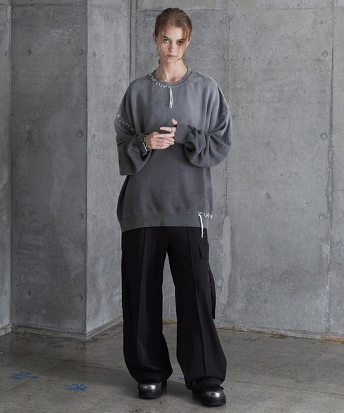 SERACE（セラス）の「【SERACE】Heavy weight vintage design gradation stitch sweat / ヘビーウェイトヴィンテージデザイングラデーションステッチスウェット（スウェット・メンズ・グレー/ブラック/ホワイト・L/M/S）」の7枚目の写真
