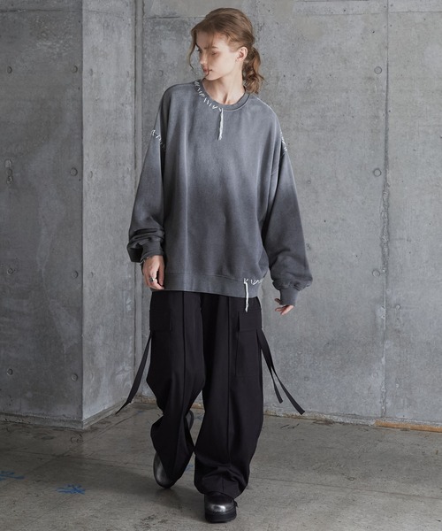 SERACE（セラス）の「【SERACE】Heavy weight vintage design gradation stitch sweat / ヘビーウェイトヴィンテージデザイングラデーションステッチスウェット（スウェット・メンズ・グレー/ブラック/ホワイト・L/M/S）」の8枚目の写真