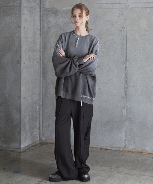 SERACE（セラス）の「【SERACE】Heavy weight vintage design gradation stitch sweat / ヘビーウェイトヴィンテージデザイングラデーションステッチスウェット（スウェット・メンズ・グレー/ブラック/ホワイト・L/M/S）」の14枚目の写真