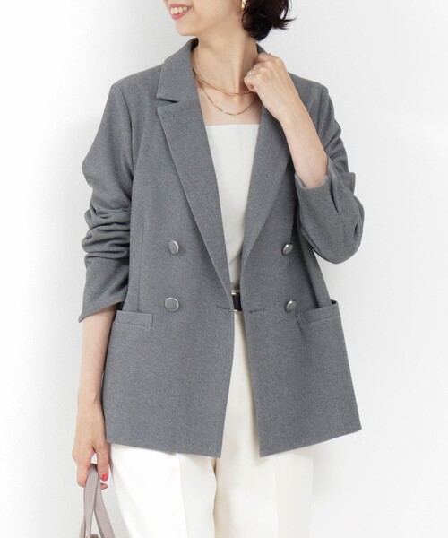 MICO COULIER（ミコクリエ）の「《セットアップ対応》ハイストレッチジョーゼットジャケット（テーラードジャケット・レディース・チャコールグレー/ネイビー/グレー系その他・38）」の3枚目の写真